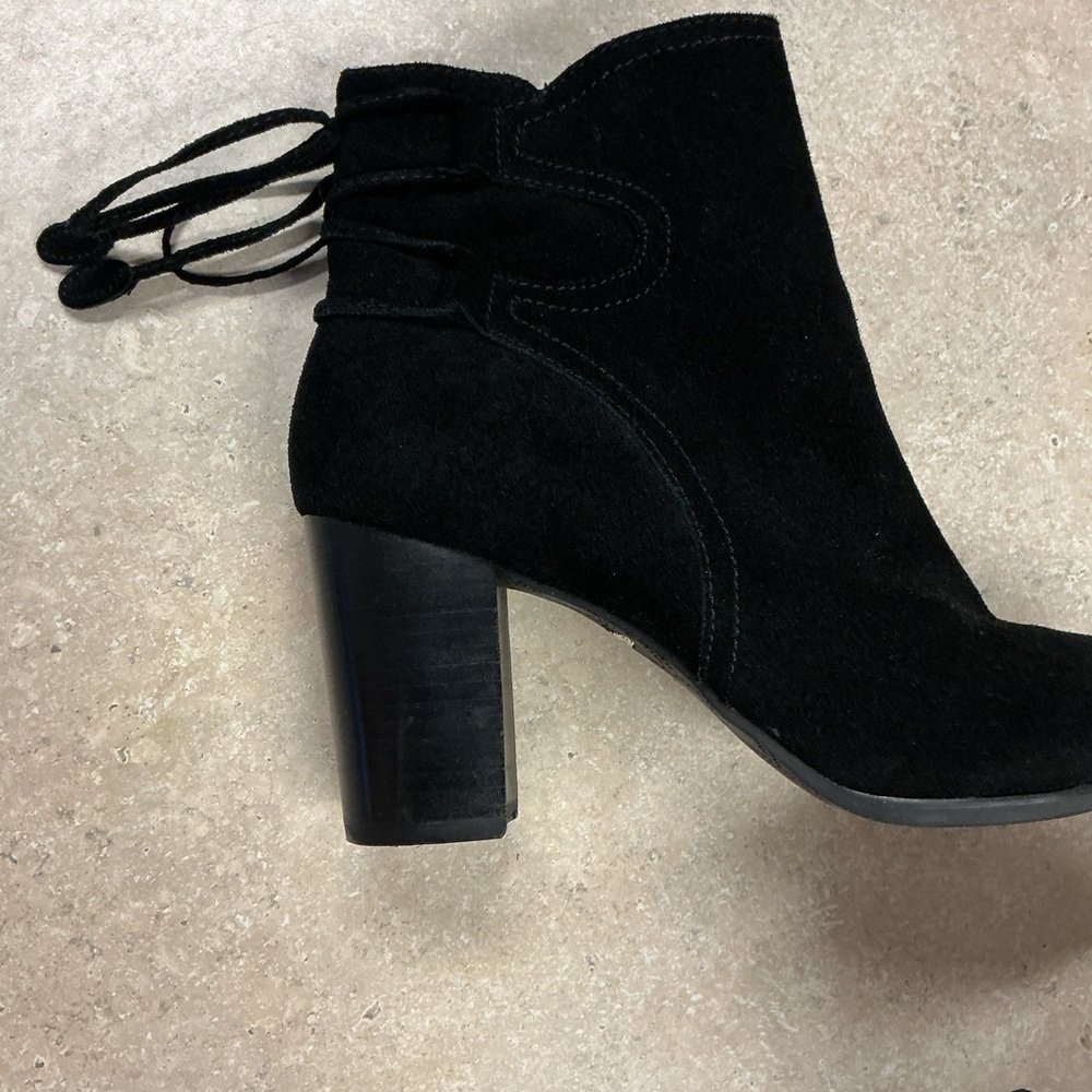Vionic black suede ankle zip booties tie SZ 9.5 - Picture 5 of 9